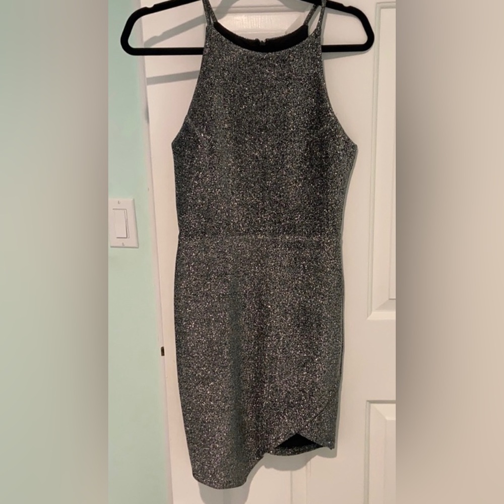 Shimmer high neck dress. Great for a party, Vegas or New Year’s Eve!